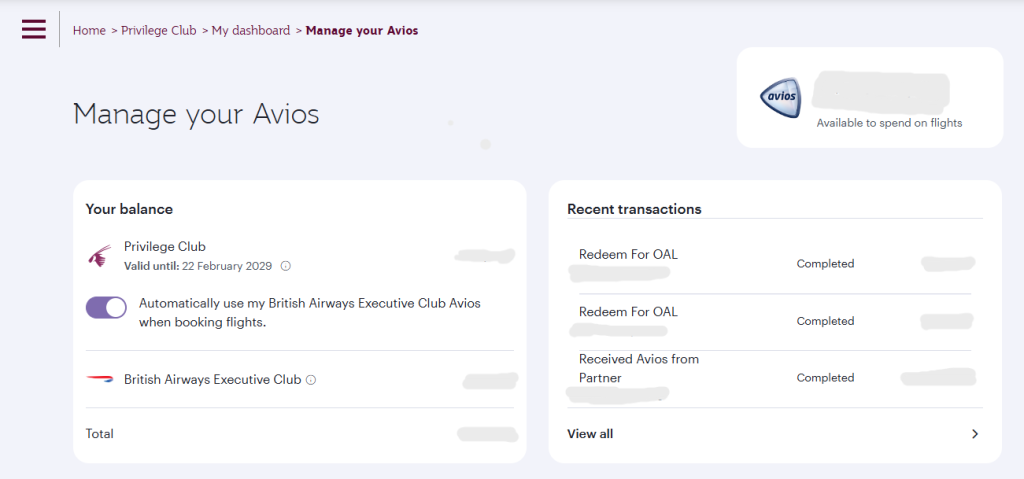 【帳號關聯】英國航空British Airways 跟 卡達航空Qatar 連結 互相轉點 1 英國航空跟哪達航空連結